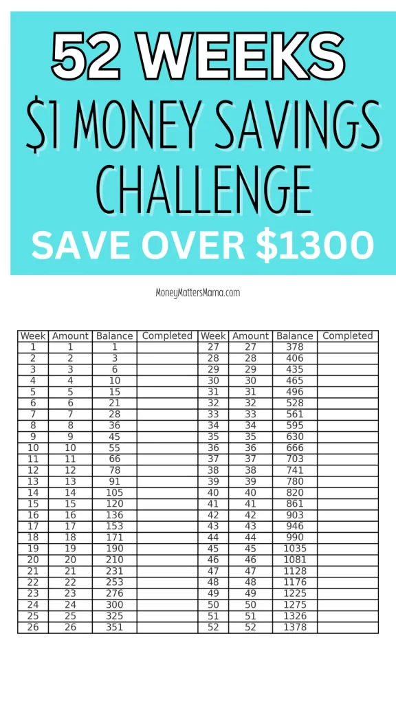 savings challenge $1