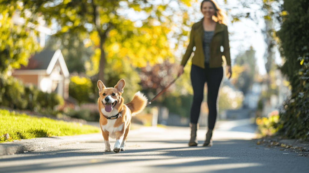 woman walking a dog; earning extra income