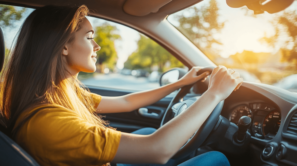 woman driving a car