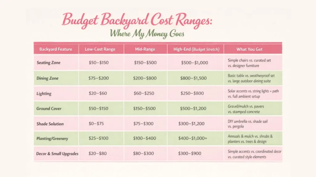 budget backyard chart