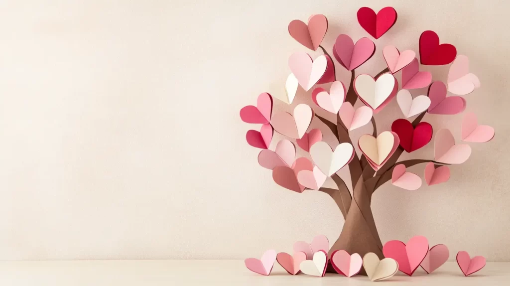 paper heart tree; cheap valentine crafts