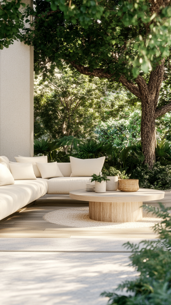 patio ideas on a budget, white and neutral