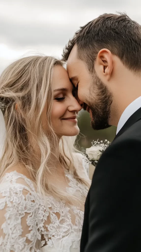 sweet couple with heads close together