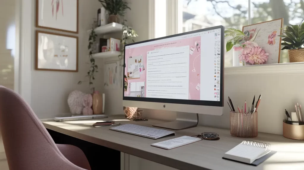 large computer monitor on a desk