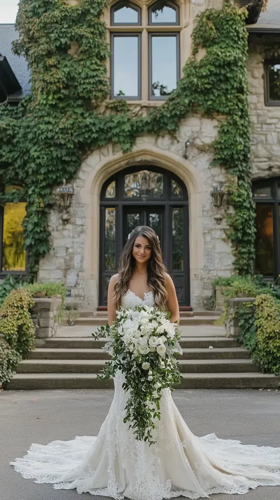 bride in a long wedding dress