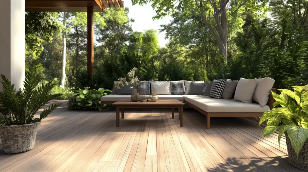 patio ideas on a budget, sofa on a deck