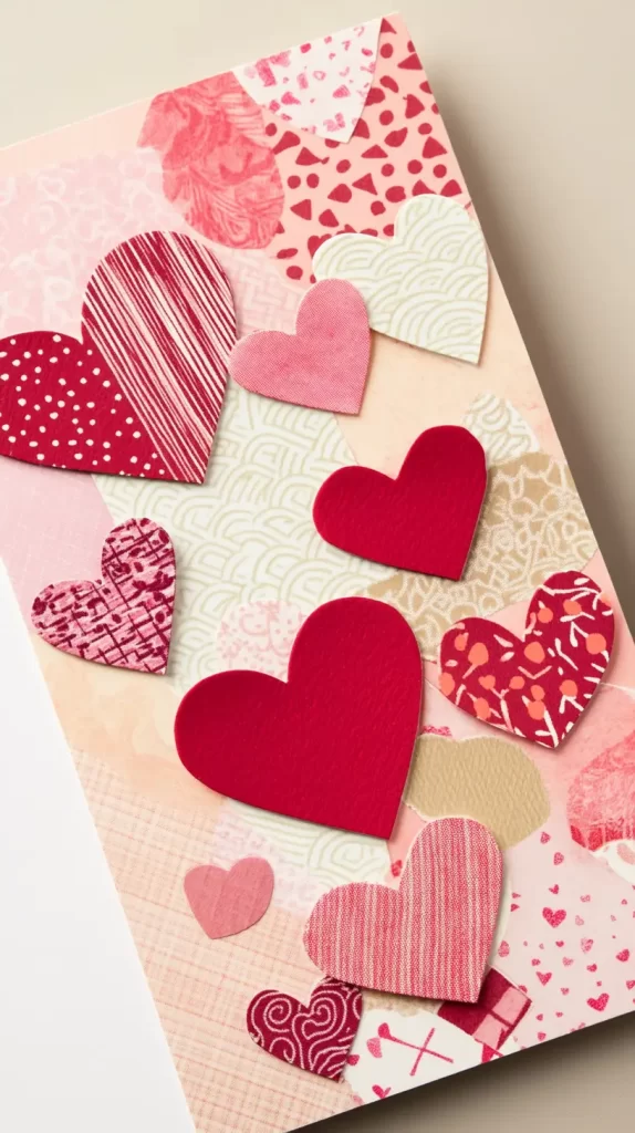 card with hearts; cheap valentine crafts