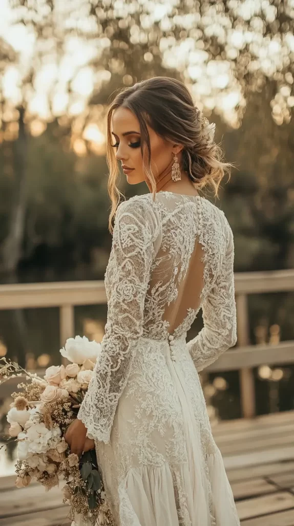 bride in a lace dress