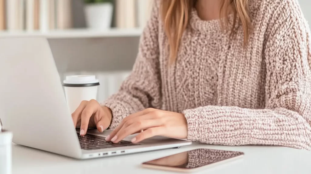 woman typing on a computer