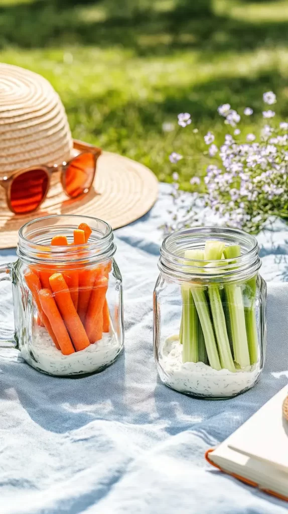 mason jar dips and veggies