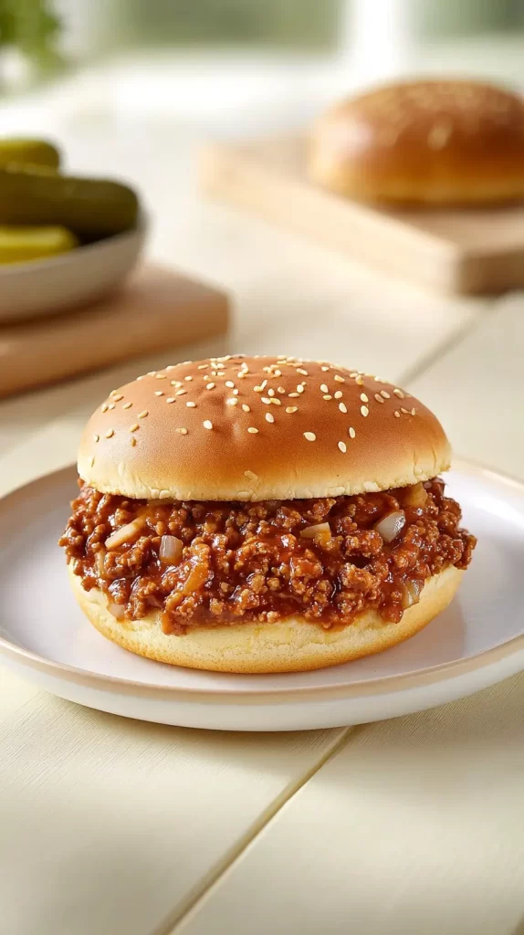 sloppy joe on a white plate