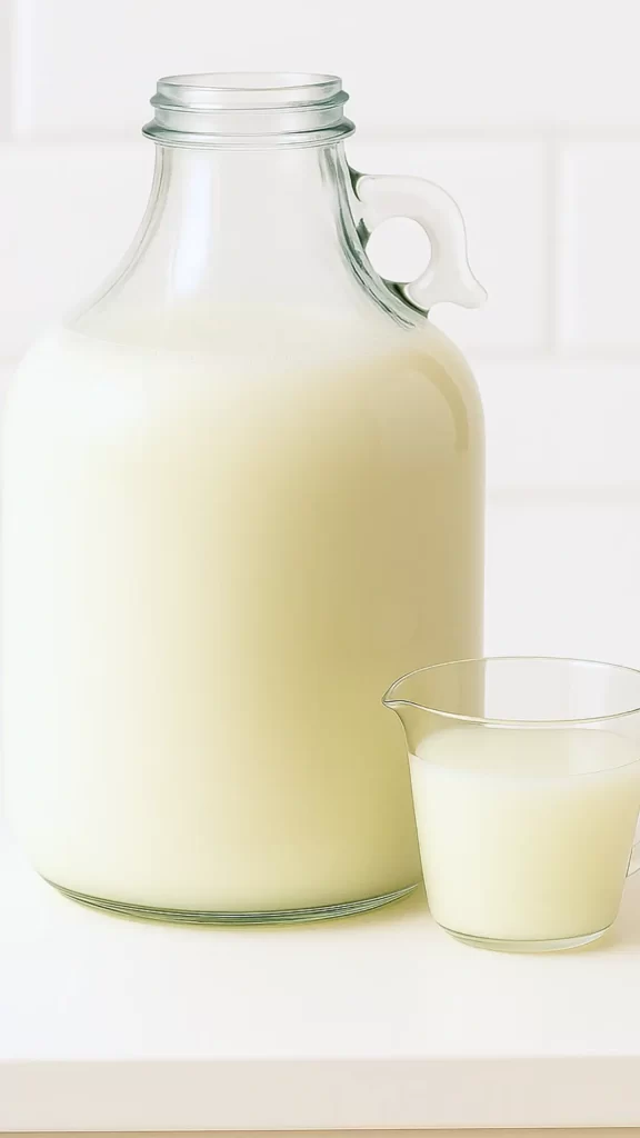 liquid laundry detergent in a glass jug