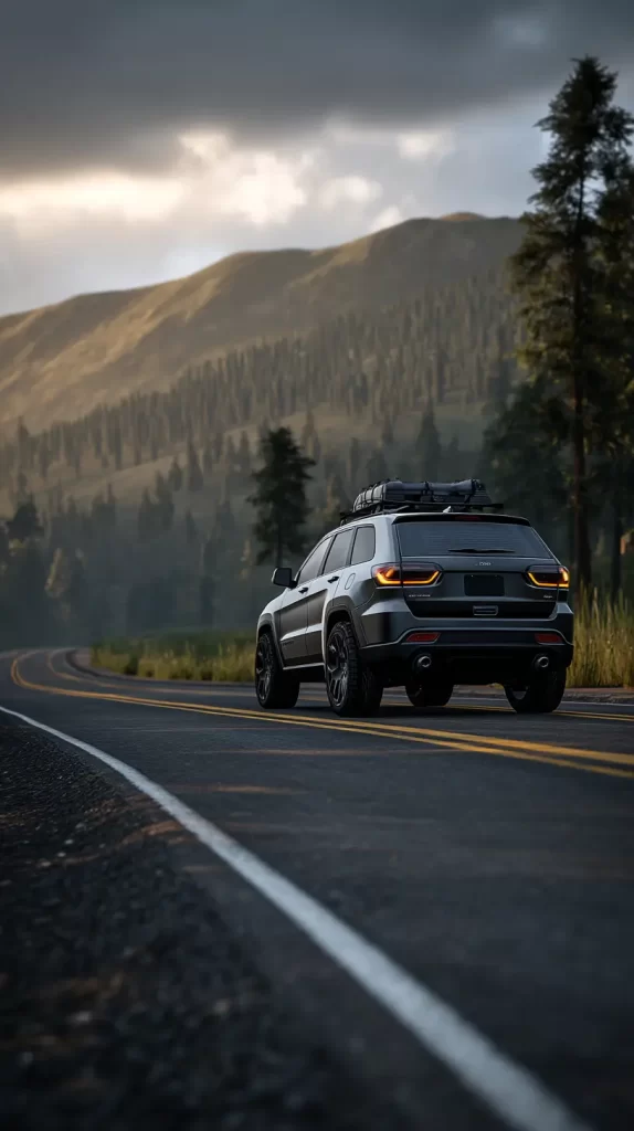 SUV driving on a mountain road
