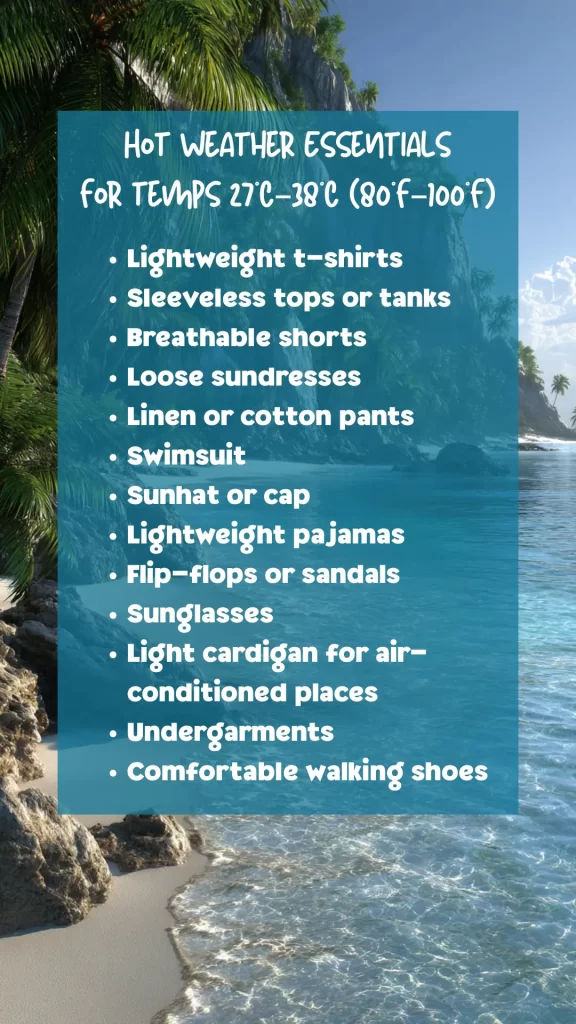 travel essentials list for the summer or warm weather