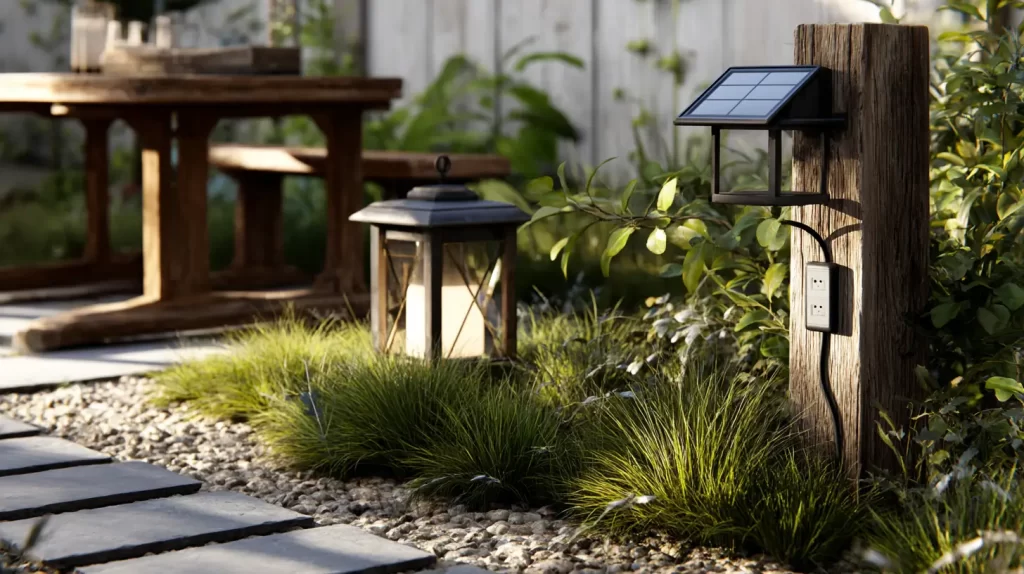 ground lighting, solar panel, grass