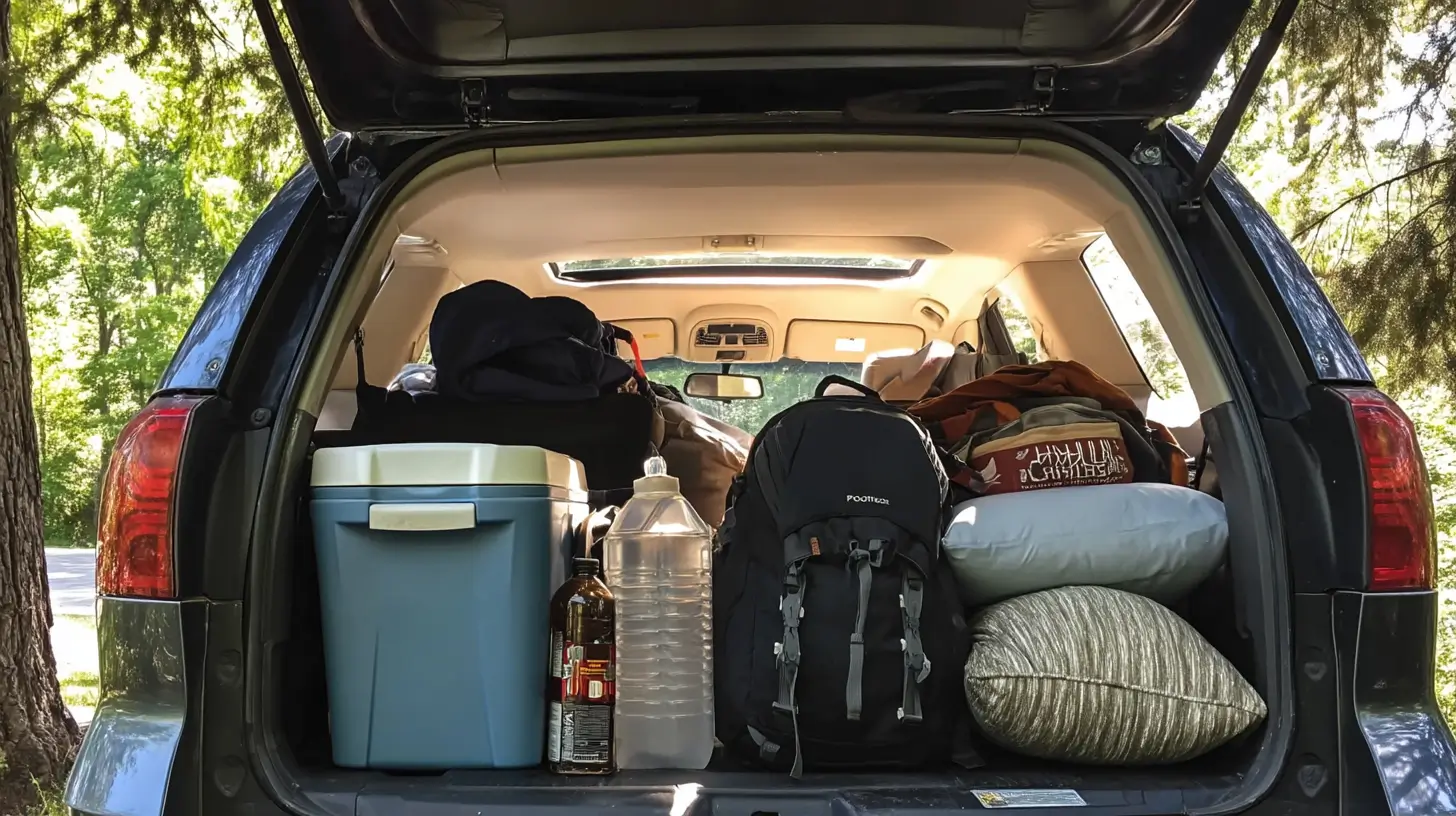 trunk full of luggage and a cooler
