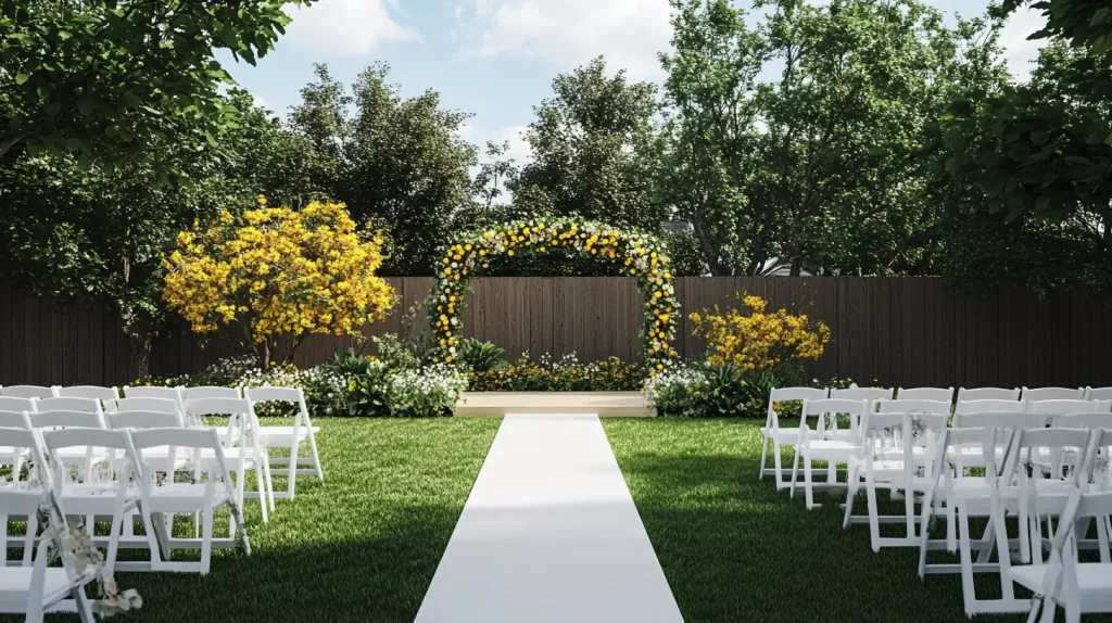 backyard wedding aisle