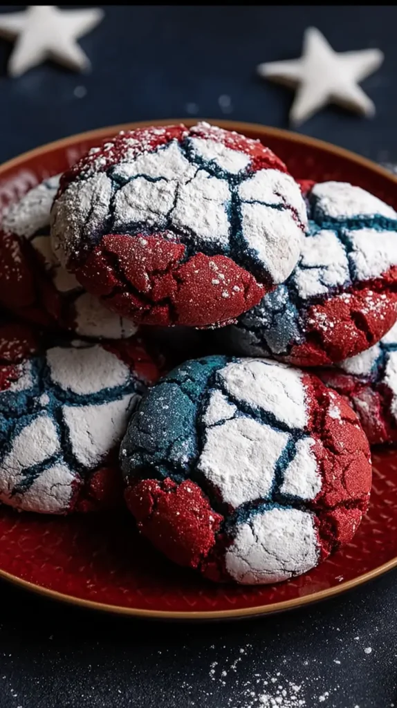 crinkle cookies, red, white, blue