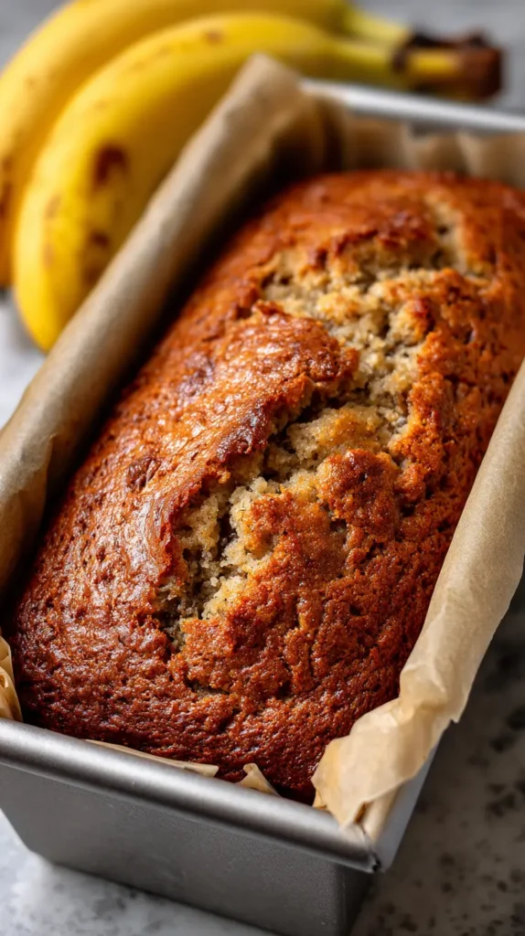 gluten free banana bread in a pan