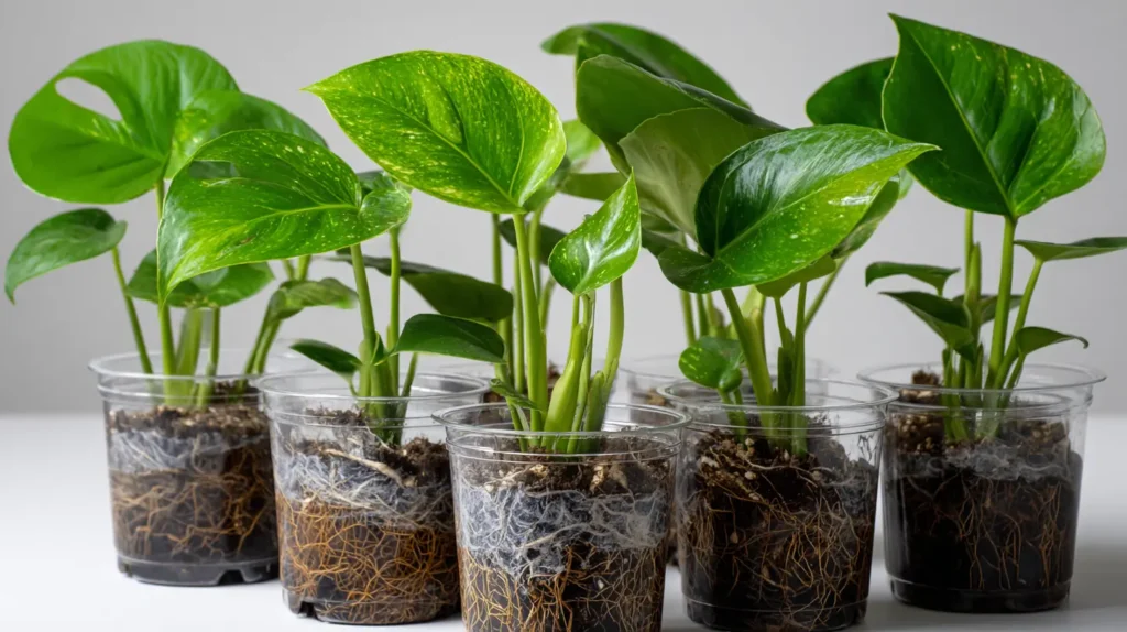 monstera plants in a row