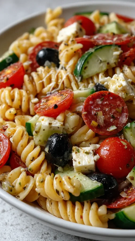 Italian pasta salad, close-up