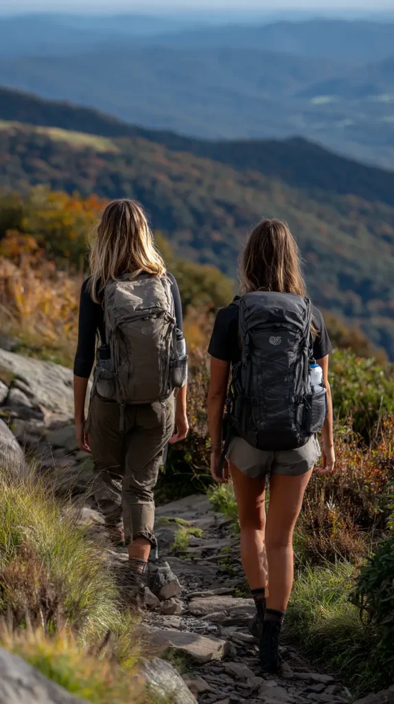 girls with hiking backpacks