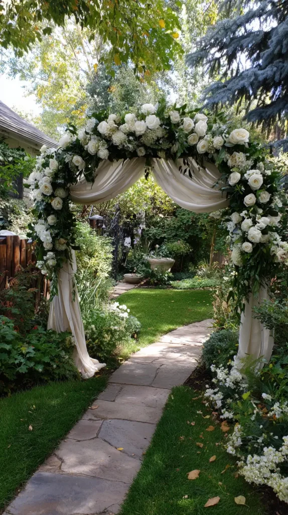 wedding arch over a walkway