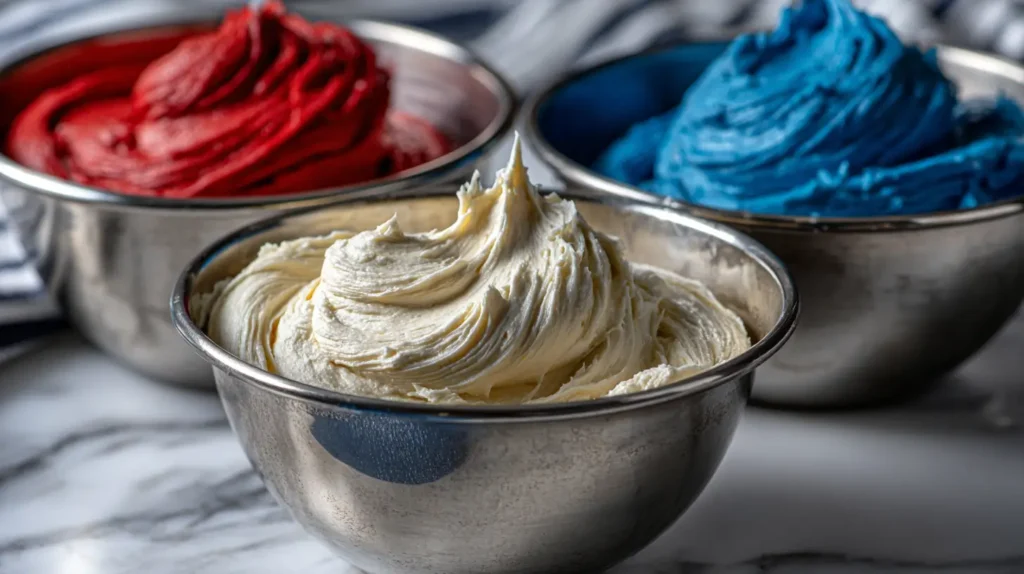 red, white, and blue cookie dough