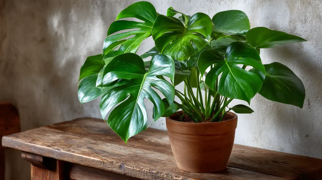 monstera plant in a terracotta planter