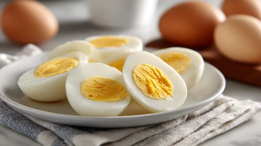 hard boiled eggs sliced