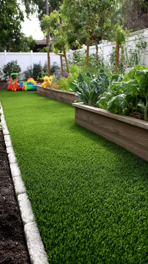 artificial turf, no grass backyard