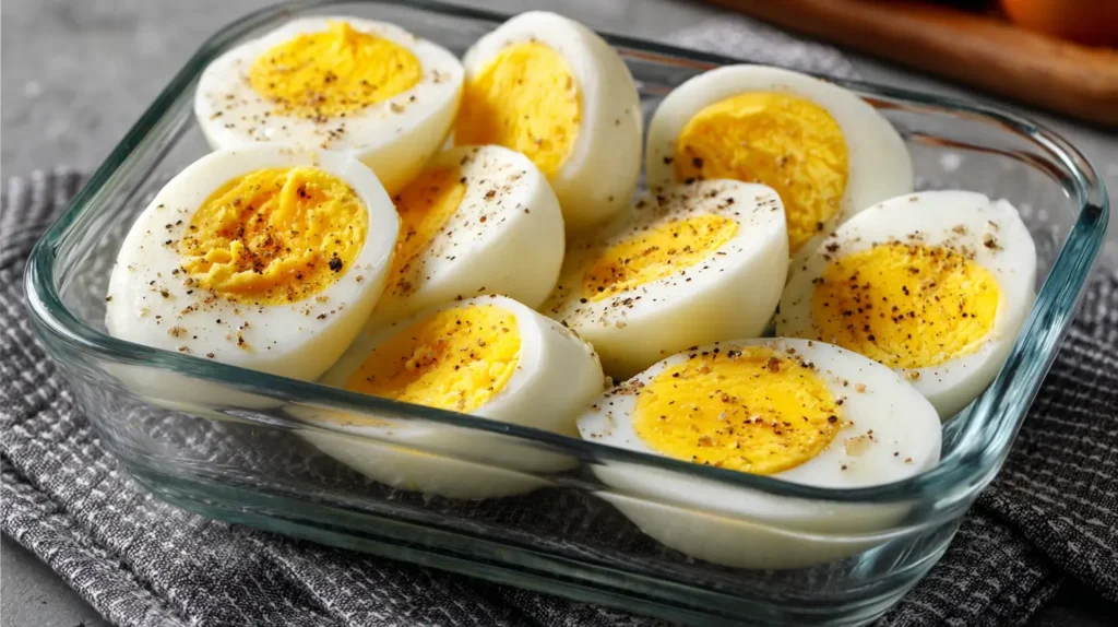 hard boiled eggs in container