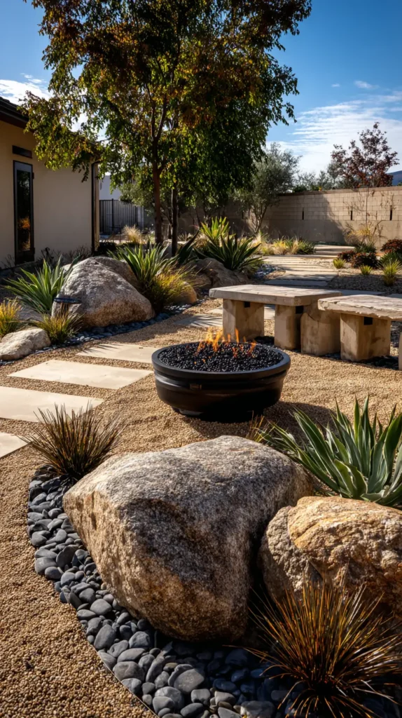 rock, no grass backyard