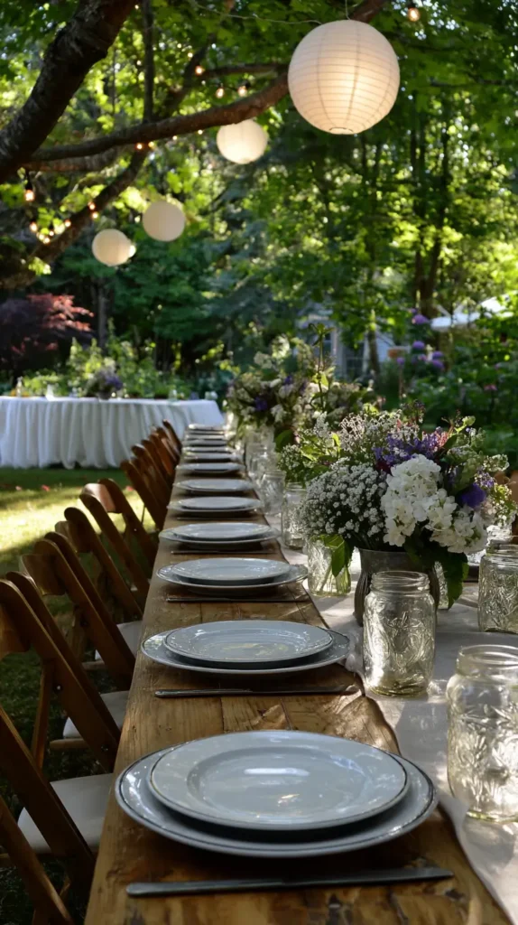 outdoor table and chairs, with place settings