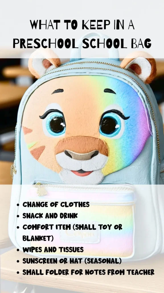 preschool backpack list