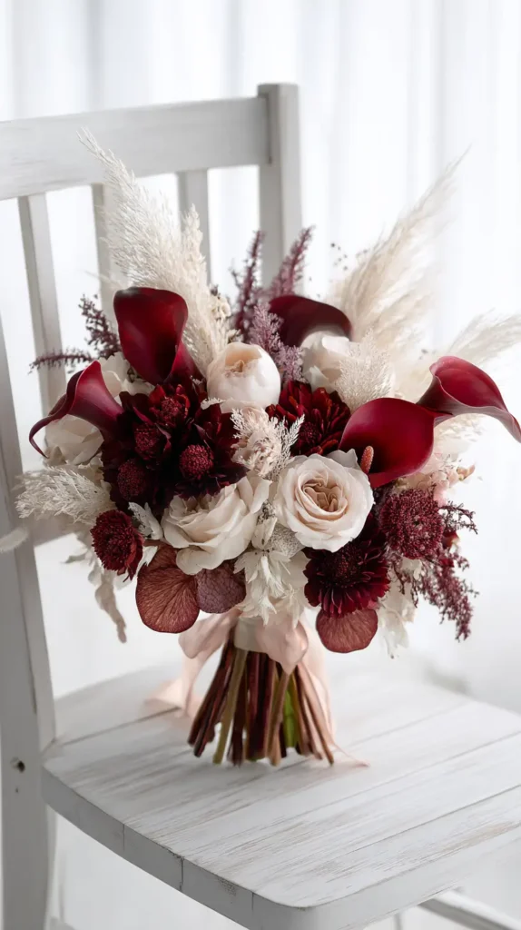 bouquet on a white chair