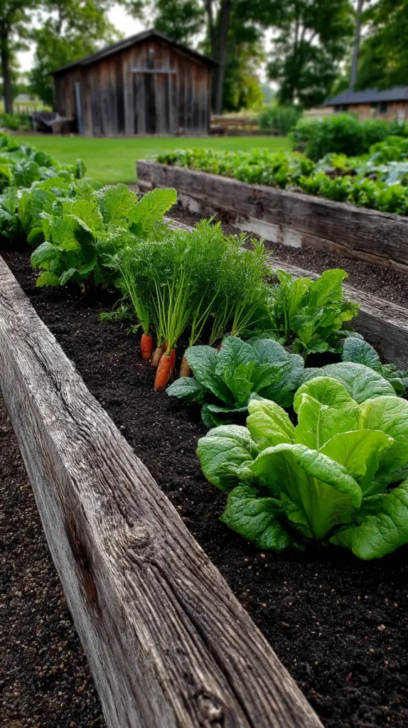 home garden ideas, lettuce, carrots, raised bed