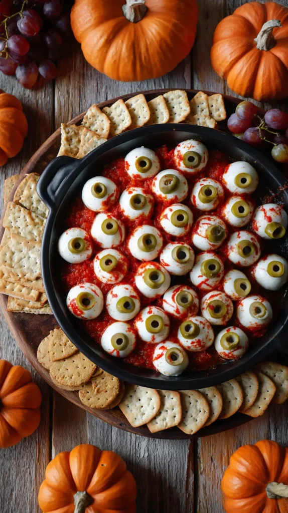 mozzarella cheese balls with red sauce and olive pieces