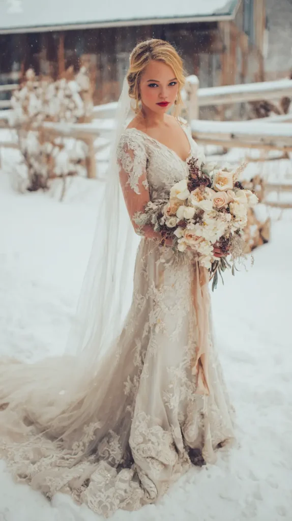 bride in the snow