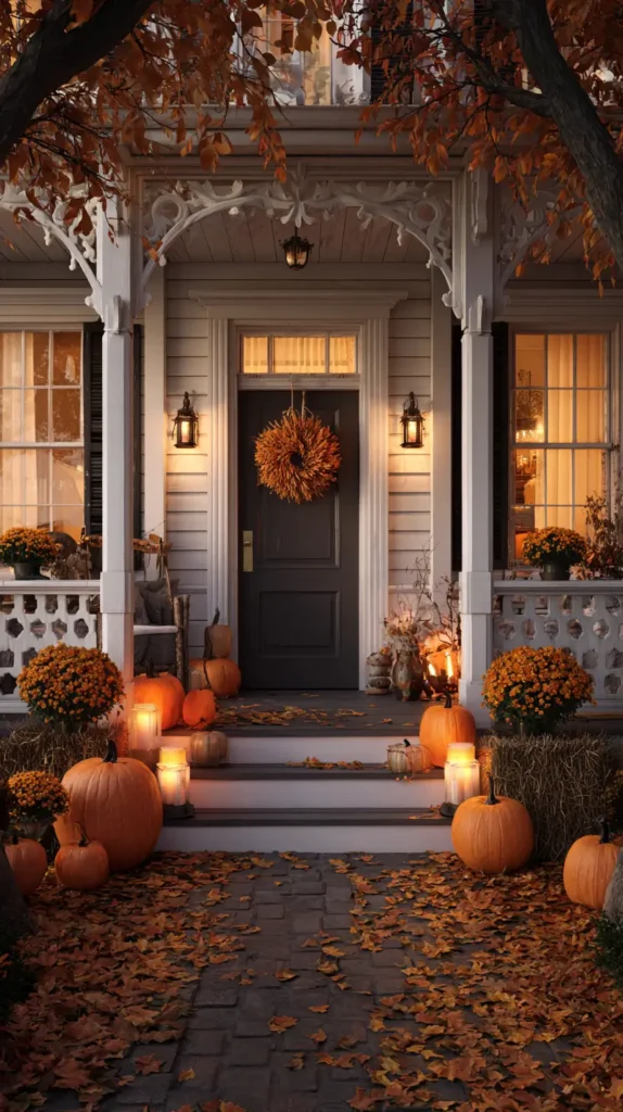 fall front door lit up