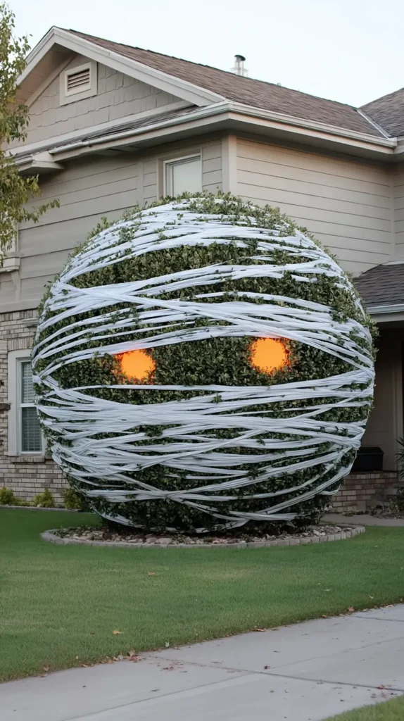 bush wrapped like a mummy with two eyes