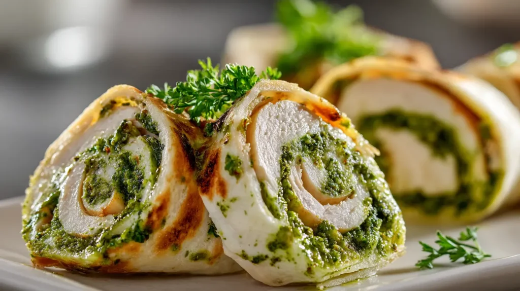 pesto chicken wraps