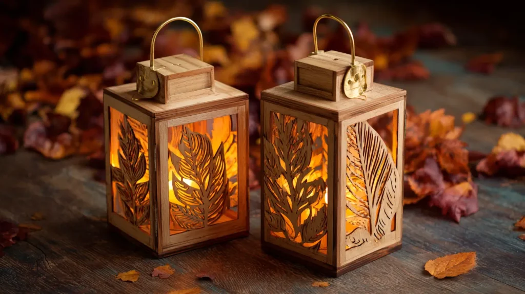 carved wooden lanterns