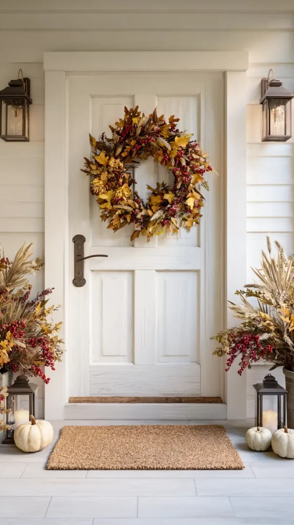 fall wreath on the front door