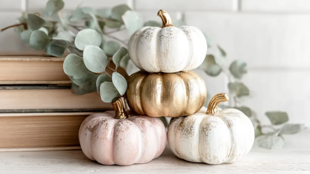 wooden and painted pumpkins