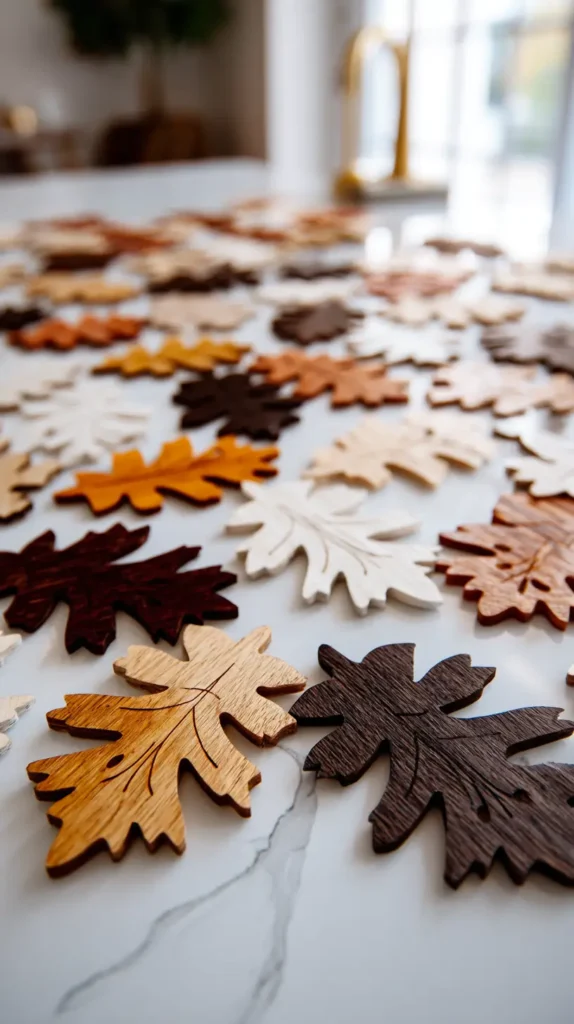carved out wooden leaves