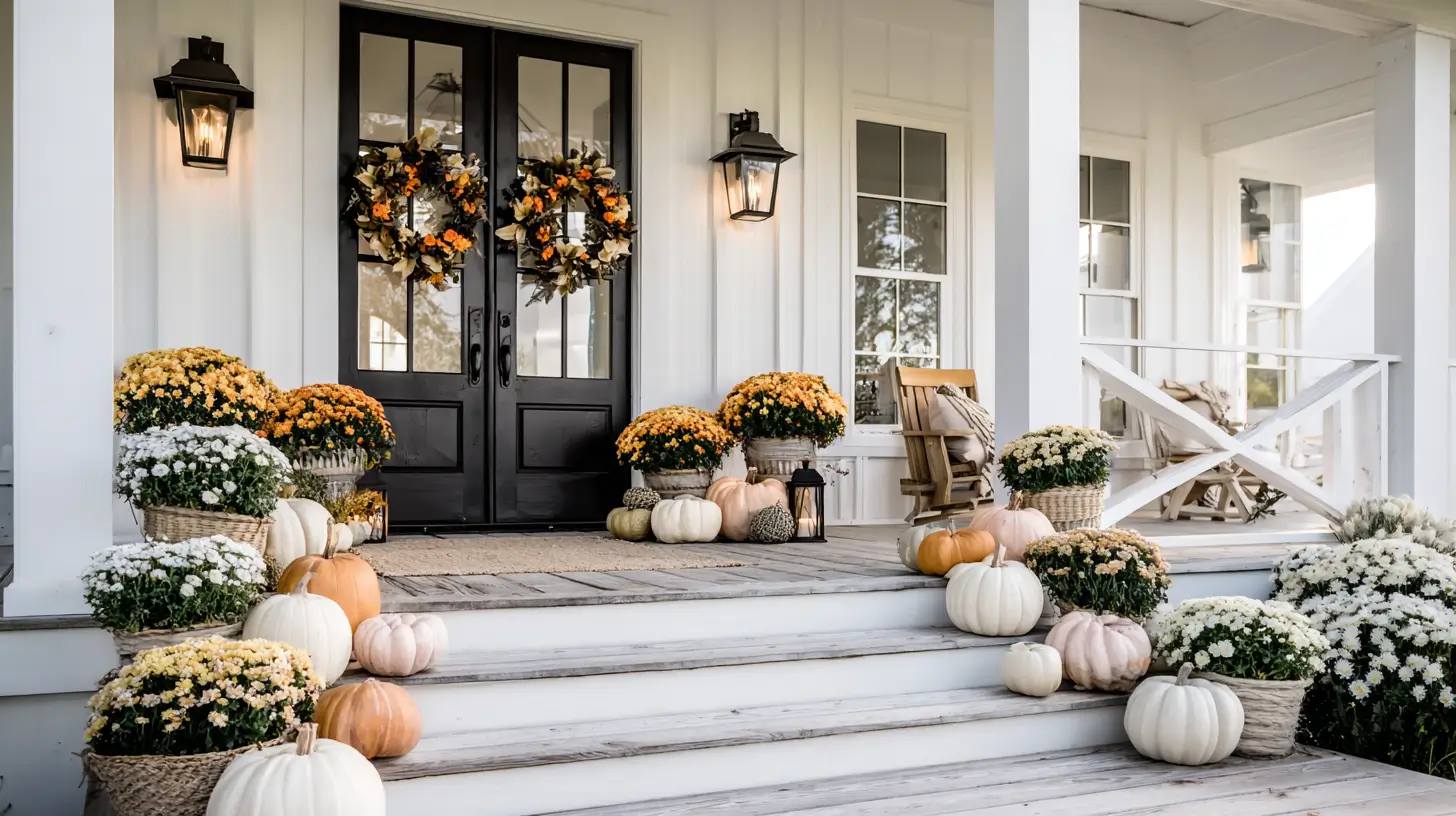 front porch Halloween decor