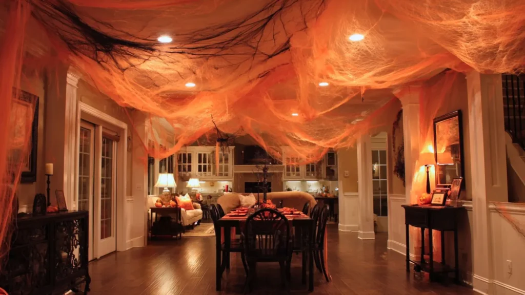 orange toule on the ceiling