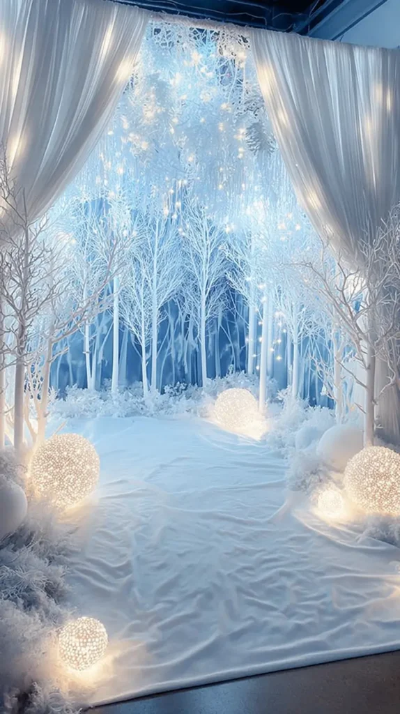 snow glow photo backdrop booth