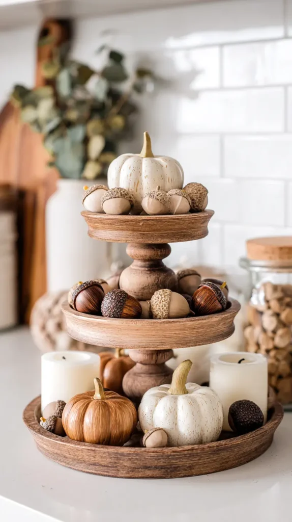 tiered tray with pumpkins